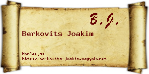 Berkovits Joakim névjegykártya